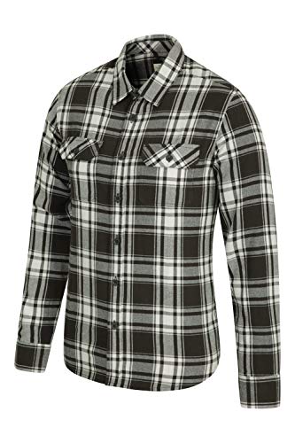 Mountain Warehouse Camisa de Franela de Manga Larga Trace para Hombre Azul Claro L