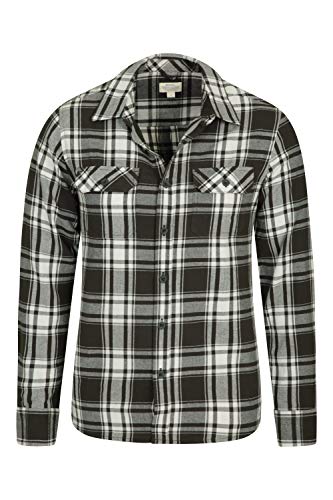 Mountain Warehouse Camisa de Franela de Manga Larga Trace para Hombre Azul Claro L