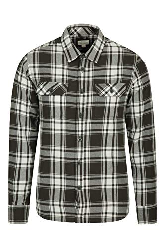 Mountain Warehouse Camisa de Franela de Manga Larga Trace para Hombre Azul Claro L