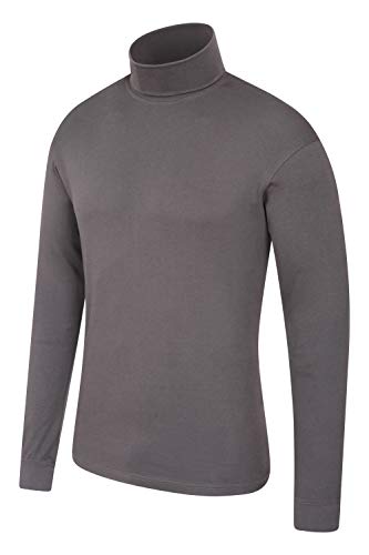 Mountain Warehouse Camiseta térmica Interior Meribel para Hombre - 100% algodón Peinado, Cuello Vuelto, Transpirable, Secado rápido y Mangas Ajustadas, fácil Cuidado, Invierno Gris Oscuro 3XL