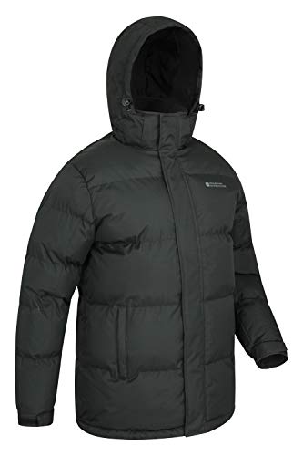 Mountain Warehouse Chaqueta de Nieve para Hombre - Impermeable, con Capucha, puños y Dobladillo Ajustables - Ideal para Viajes en Invierno Negro S