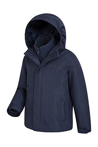 Mountain Warehouse Chaqueta Fell 3 en 1 para niños - Abrigo Triclimate Impermeable, con Chaqueta Interior y Capucha Desmontable, Bolsillos Laterales, Invierno Azul Marino 9-10 Años