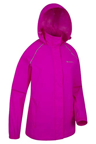 Mountain Warehouse Chaqueta Pakka para Mujer - Chubasquero Impermeable, Chaqueta Informal Plegable, Transpirable, Ligera, Abrigo cómodo para Mujer - para Viajar, Caminar Rosa Brillante 34