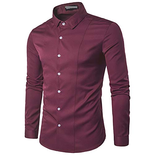 Mr.BaoLong&Miss.GO Nuevas Camisas De Otoño para Hombres Camisa Básica De Color Sólido para Jóvenes Camisa Delgada De Manga Larga para Hombres De Moda