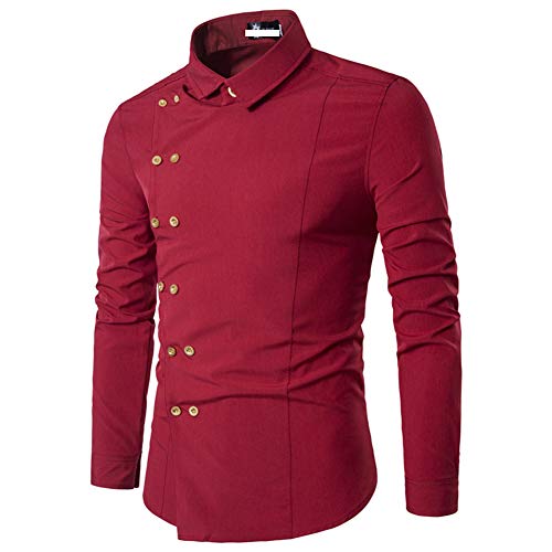 Mr.BaoLong&Miss.GO Nuevas Camisas De Otoño para Hombres Camisas Doradas De Manga Larga con Doble Botonadura De Tyrant Camisas Casuales De Manga Larga Delgadas Tops