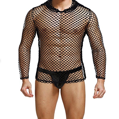 MSemis Camiseta Sexy Transparente para Hombres Chaleco de Malla Camisa de Músculo con Capucha Sudadera Fishnet Slim Fitness Clubwear Talla M-2XL Negro con Capucha Medium