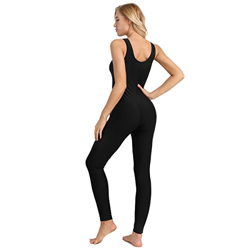 MSemis Mujer Maillot de Danza Ballet Gimnasia Mono Rítmica Leotardo Jumpsuit sin Manga Elástico Body Baile Disfraz Bailarina Negro A Medium