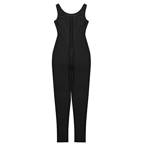 MSemis Mujer Maillot de Danza Ballet Gimnasia Mono Rítmica Leotardo Jumpsuit sin Manga Elástico Body Baile Disfraz Bailarina Negro A Medium