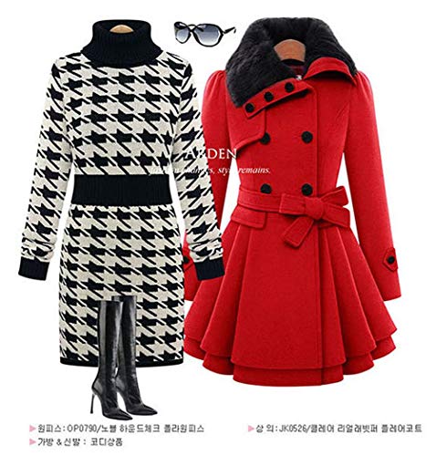 Mujer Abrigo Largos Invierno Botonadura Vintage Friends Chic Classic Doble Gabardina Elegantes Manga Larga De Solapa Slim Fit Espesar Caliente Talla Grande Outwear Chaqueta con Cinturón