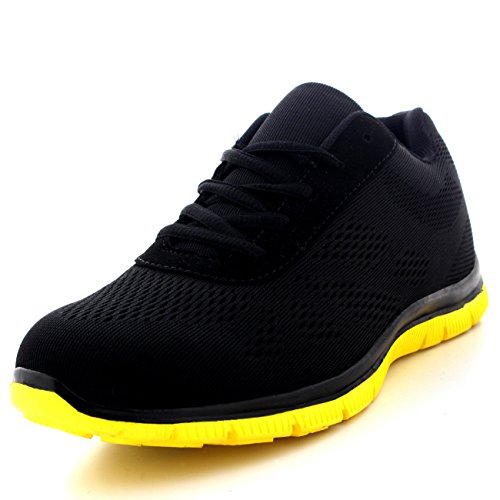 Mujer Get Fit Malla Go Corriendo Zapatillas Atlético Caminar Gimnasio Zapatos Sport Correr - Negro/Amarillo - UK7/EU40 - BS0114