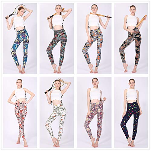 Mujer Leggins Cintura Alta Yoga Medias Pantalones de Fitness Estampados Push Up Pantalones Deportivos Ajustados Elásticos para Gym Workout Pilates M Xbao