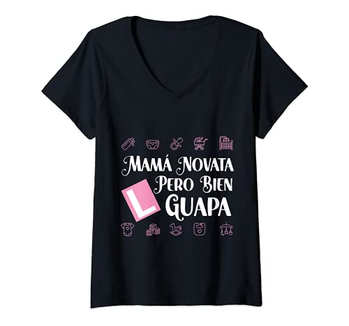 Mujer Mamá en Prácticas Divertida Futura Mamá Anuncio Embarazadas Camiseta Cuello V