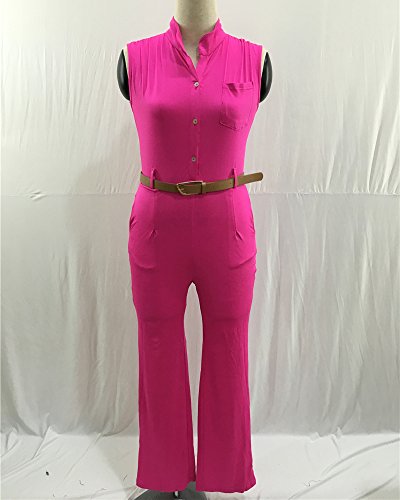 Mujer Mono V Cuello Sin Mangas Jumpsuits Elegante Bodysuit Pantalones Largos para Fiesta Playa Rose XXL