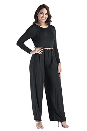 Mujer Rojo Largo Fiesta Talla Grande Mangas Largas Slim Monos Jumpsuits Elegante Pantalones Pierna Ancha con Cinturón para Playa Business Oficina y Fiesta Cóctel Party Clubwear Noche