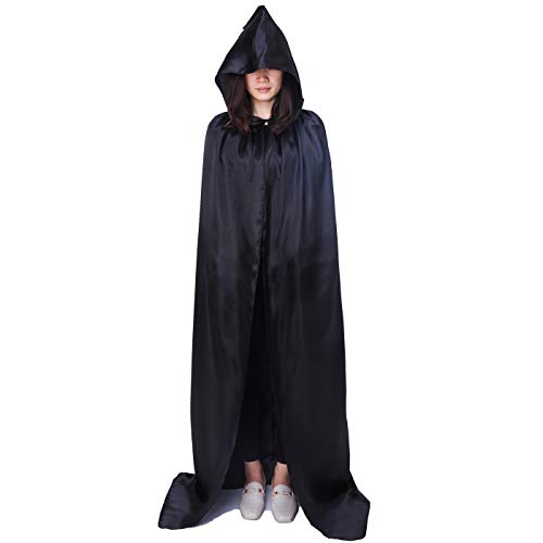 Myir Largo Capa con Capucha, Unisex Adulto Disfraz de Halloween Fiesta Disfraces Vampiro Traje (XL, Negro)