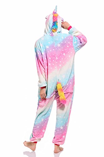 Mystery&Melody Unicornio Pijamas Cosplay Unicorn Disfraces Animales Franela Monos Unisex-Adulto Ropa de Dormir Disfraces de Fiesta (S, Sky-Unicorn)