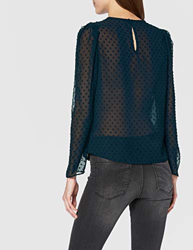 New Look Dave Dobby Gathered SLV Shell Camisa, Verde Oscuro, 38 para Mujer