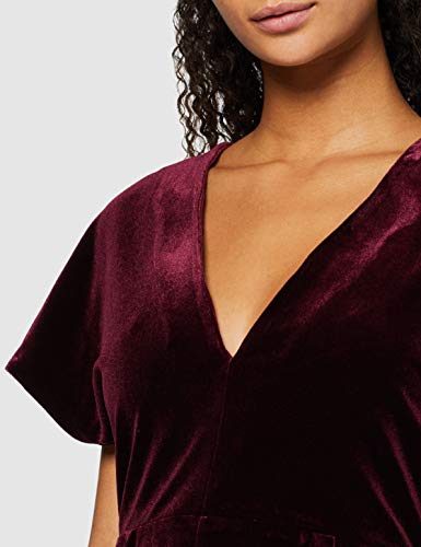 New Look Velvet Kimono Sleeve Playsuit, Mono para Mujer, Burdeos, ES 42 (DE 40)