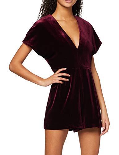 New Look Velvet Kimono Sleeve Playsuit, Mono para Mujer, Burdeos, ES 42 (DE 40)