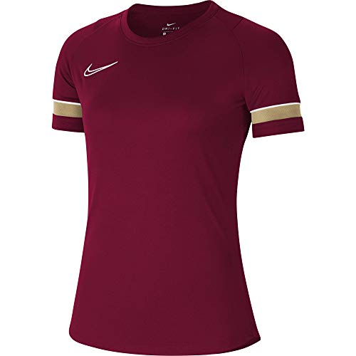 NIKE Camiseta de Entrenamiento para Mujer Academy 21, Mujer, Camiseta, CV2627-677, Rojo/Blanco/Dorado/Blanco, Extra-Large