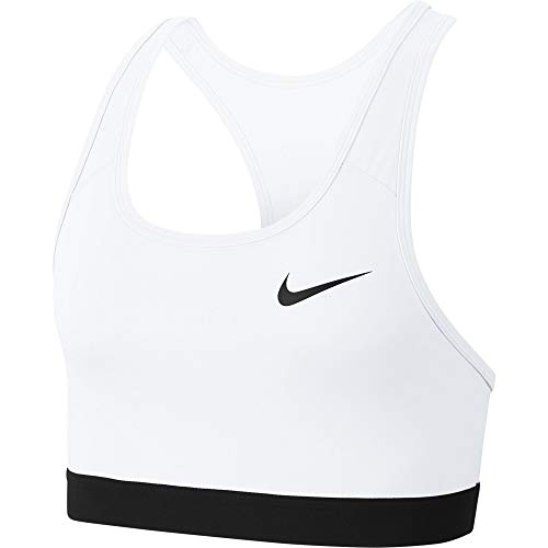 NIKE Med Band Bra Non Pad Sujetador de Deporte, Mujer, White/Black/(Black), XL