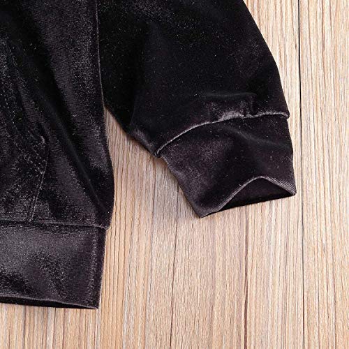 Niños bebés niñas Ropa Deportiva 2 Piezas de Terciopelo con Capucha chándal Superior Pantalones Largos Pantalones niñas pequeñas Prendas de Vestir Conjuntos (Black,3-4 Años)