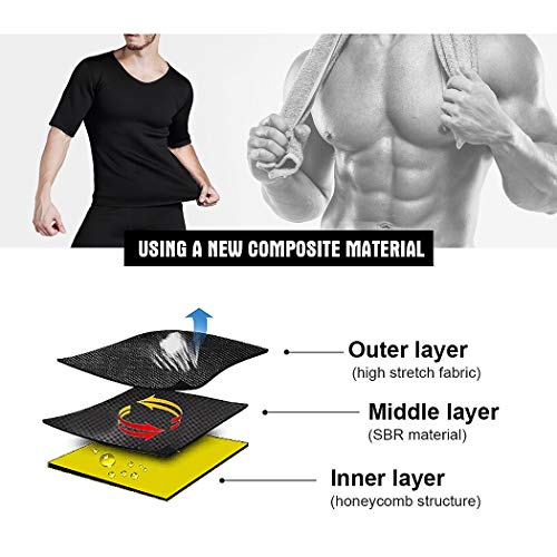 NOVECASA Sauna Camiseta Sudoración Hombre Neopreno Body Shaper Transpirar para Quema Grasa Faja Abdome Adelgaza Gimnasio Fitness (XL, Camisetas)