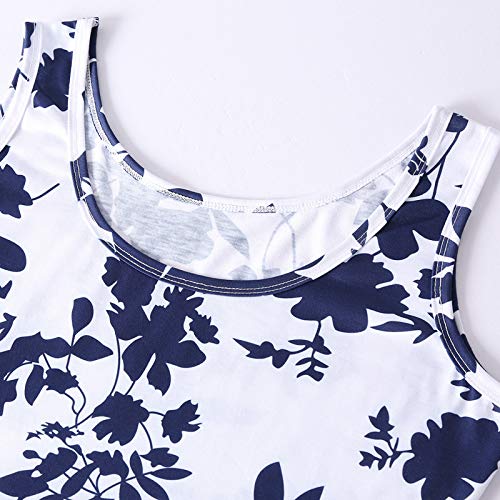 N\P Vestido sin mangas estampado casual dulce retro floral túnica