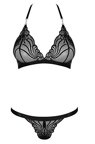 Obsessive 828-Set-1 L/Xl Conjunto de Ropa Interior y Bodi Lingerie Set Negro Poliamida - Conjuntos de Ropa Interior y Bodis (Lingerie Set, Negro, Poliamida, L/Xl, Monótono)