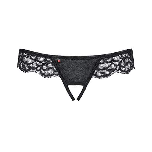 Obsessive Laluna Panties con Abertura S/M Ligas y Ligueros para Mujer, Negro (Negro)