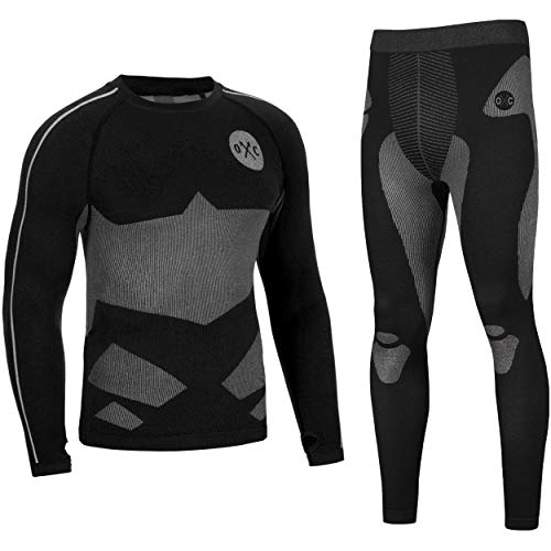 Occulto Ropa Interior TÉRMICA PANTALÓN & Camiseta Termico por Motocicleta ESQUÍ & Deportes Respirable & Secado rápido S Negro