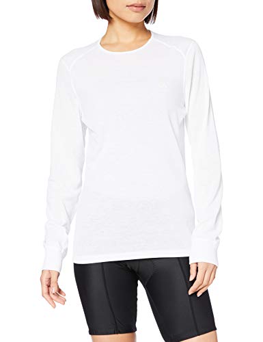 Odlo Bl Top Crew Neck L/S Active Warm Camiseta, Mujer, White, M