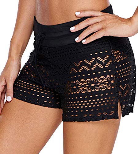 OLIPHEE Mujer Pantalones de Natación Shorts y Bermudas Nadar Lace-S-2