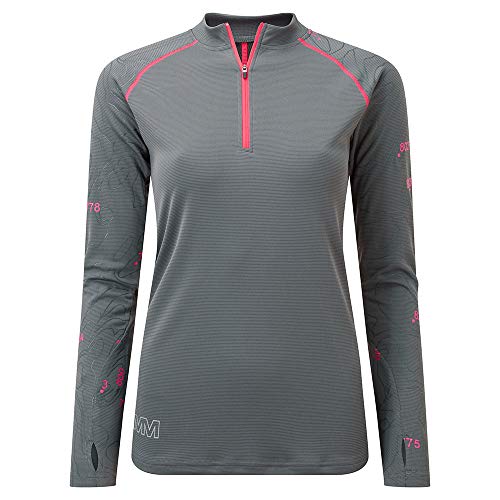 OMM Original Mountain Marathon Camiseta de Manga Larga con Cremallera para Mujer, Mujer, OC146G1B0S, Gris, S