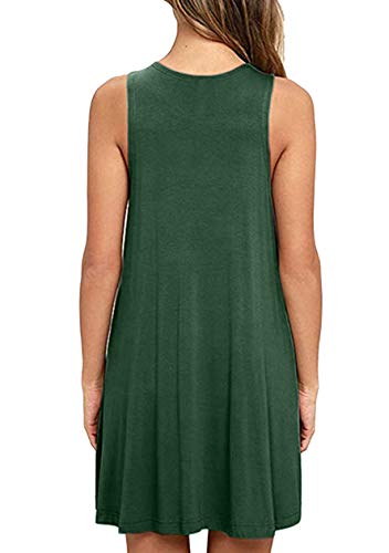 OMZIN Mujer Vestidos Todos los días Cuello Redondo Vestido de Verano Corte Ajustado Vestido Informal Verde XXL Especial