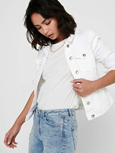 ONLY NOS Onltia Dnm Jacket BB Col Bex168a Noos Chaqueta Vaquera, Blanco (White White), 42 (Talla del Fabricante: 40.0) para Mujer