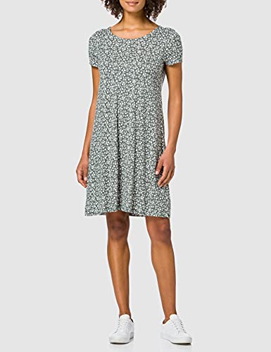 Only ONLBERA Back Lace UP S/S Dress JRS Noos Vestido, Bálsamo Verde/AOP: Flores Blancas, XL para Mujer