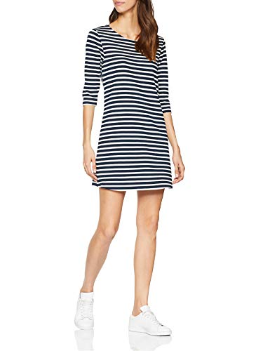 Only Onlbrilliant 3/4 Dress Jrs Noos Vestido, Azul (Sky Captain Stripes: Cloud Dancer), 38 (Talla del Fabricante: Small) para Mujer