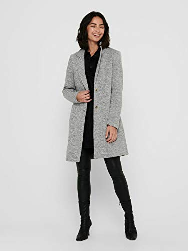 Only Onlcarrie Mel Coat Otw Abrigo, Light Grey Melange, 36 (Talla del Fabricante: 34) para Mujer