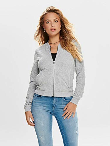 ONLY onlJOYCE LS BOMBER NOOS, Chaqueta Mujer, Gris (Light Grey Melange), 40 (Talla del fabricante: Large)