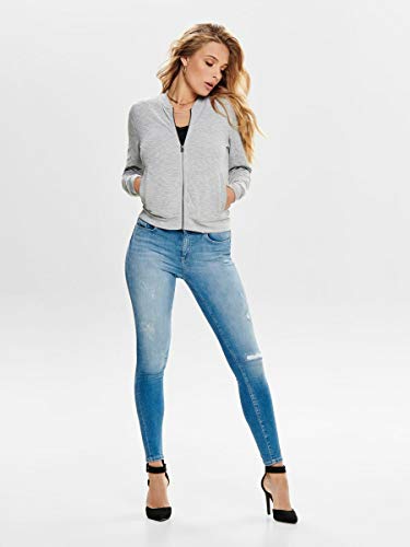 ONLY onlJOYCE LS BOMBER NOOS, Chaqueta Mujer, Gris (Light Grey Melange), 40 (Talla del fabricante: Large)