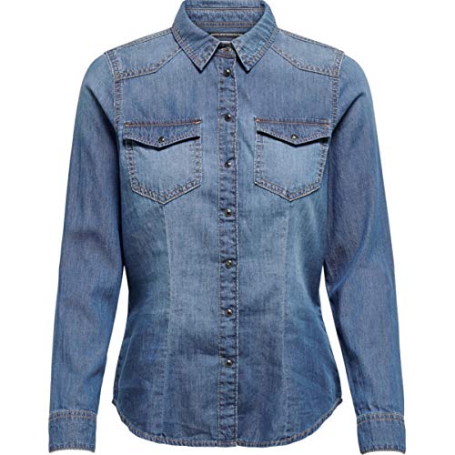 Only ONLROCKIT Life Denim LS Shirt BB NAS844 Blusas, Medio De Mezclilla Azul, 38 para Mujer