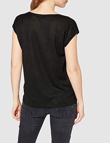 Only onlSILVERY S/S V Neck Lurex Top JRS Noos Camiseta, Negro (Black), 42 (Talla del Fabricante: X-Large) para Mujer