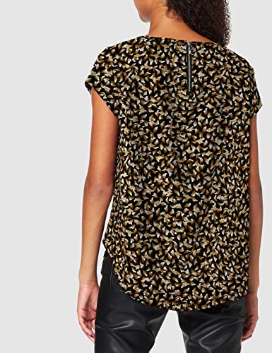 Only ONLVIC S/S Detail Top Noos WVN Camiseta sin Mangas, Black/AOP: Leaf Lurex, 42 para Mujer