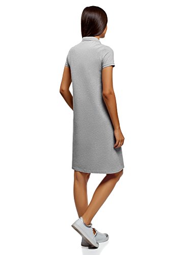 oodji Collection Mujer Vestido Polo de Tejido Piqué, Gris, ES 34 / XXS