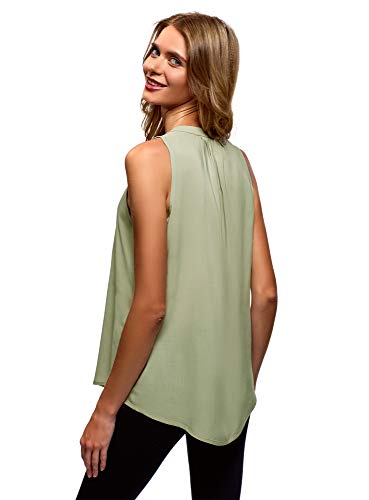 oodji Ultra Mujer Blusa Básica de Viscosa, Verde, ES 42 / L