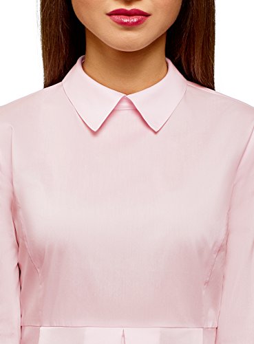 oodji Ultra Mujer Blusa de Algodón con Volante, Rosa, ES 34 / XXS