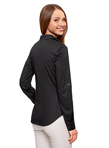 oodji Ultra Mujer Camisa Básica con Bolsillos en el Pecho, Negro, ES 36 / XS