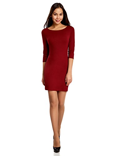 oodji Ultra Mujer Vestido de Punto Básico, Rojo, ES 34 / XXS