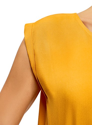 oodji Ultra Mujer Vestido de Viscosa con Mangas Cortas, Amarillo, ES 34 / XXS